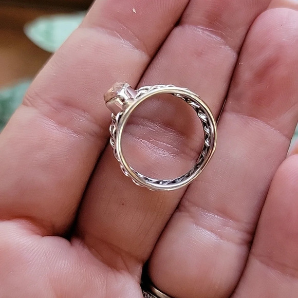 Pink Rhodochrosite Twist Ring, S925 - Picture 8 of 9